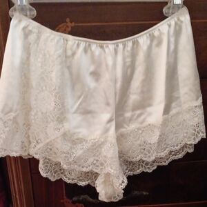 Victoria's Secret Cream Satin Lace Trim  Slip Shorts